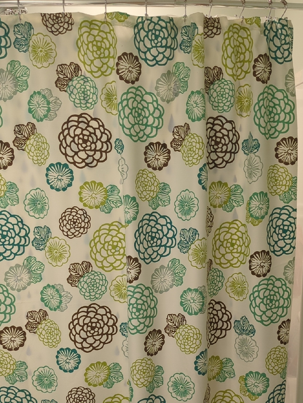 Wamsutta Shower Curtain with Teal, Lime & Brown Floral Print